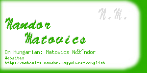 nandor matovics business card